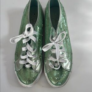 Gotta Flurt Green Sequin Sneakers